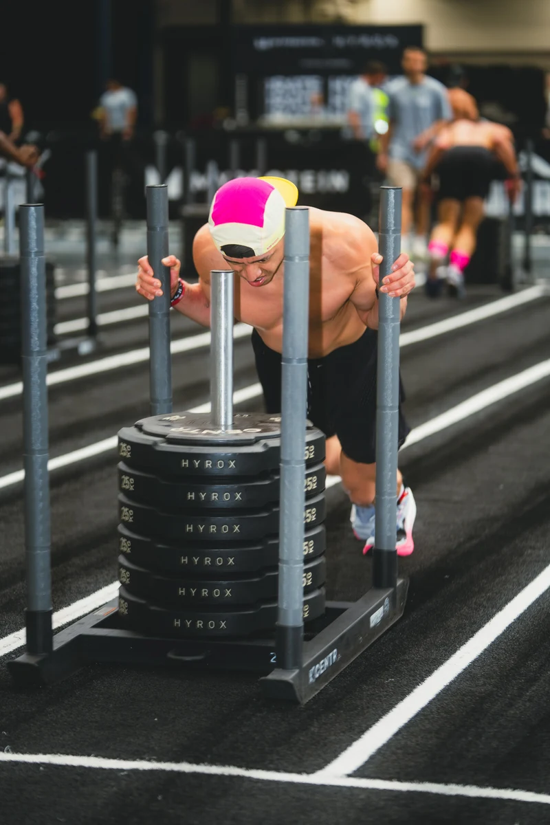 HYROX sled push competition