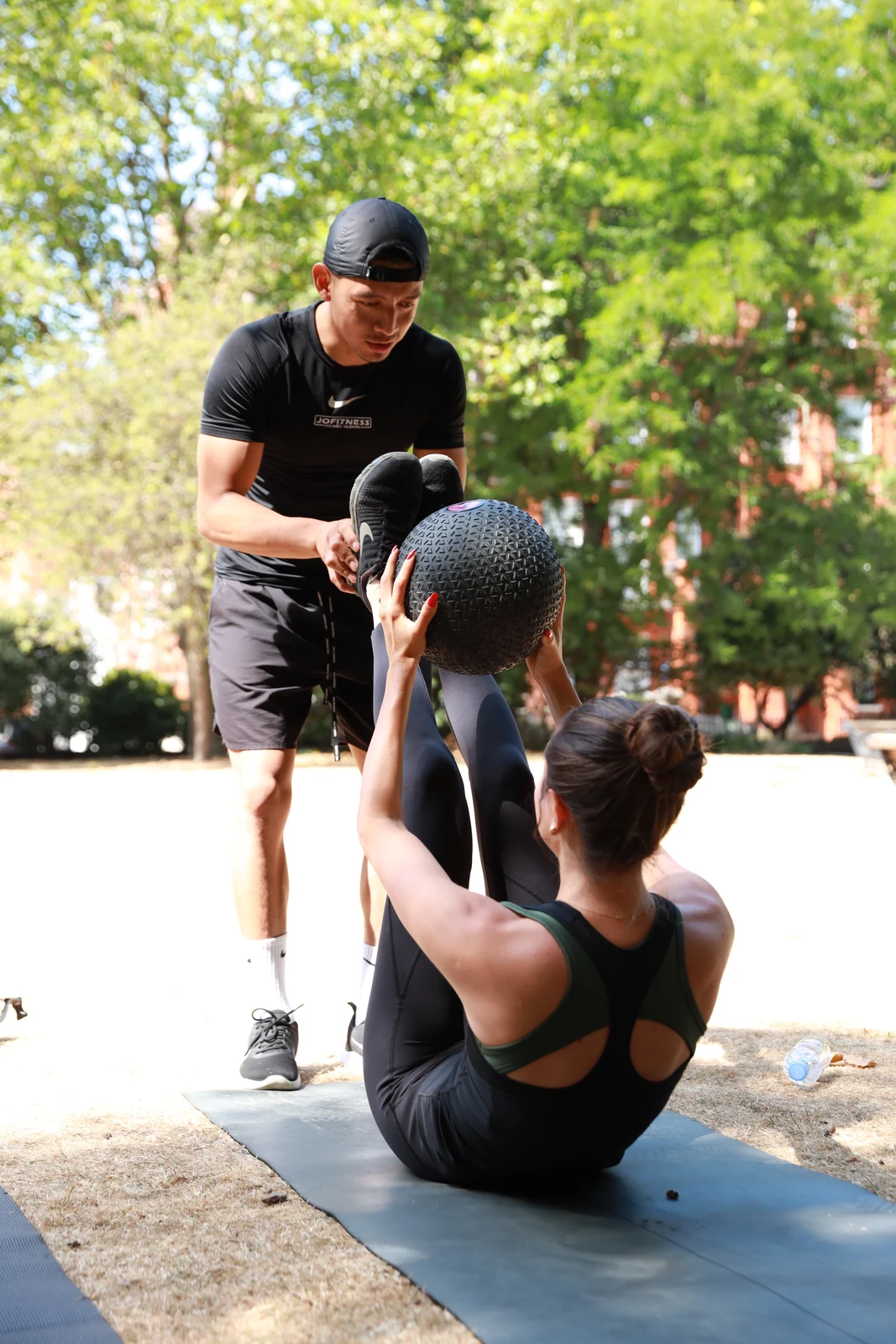 Medicine ball training outdoors